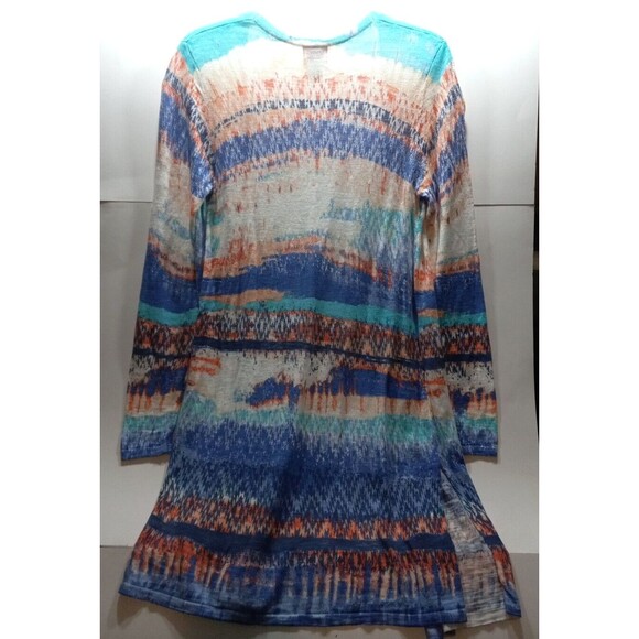 Ruby Road Open Front Long Kimono Cardigan Multicolor Southwestern Size Small - Picture 7 of 10